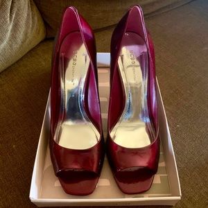 EUC with Box BCBGeneration Ruby Red Ariel Patent Leather Pumps  9M Heels